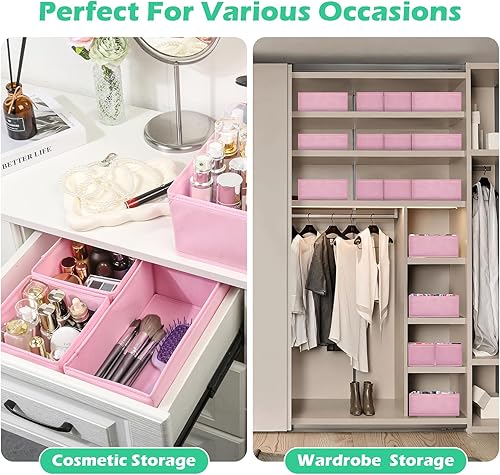 Miniatura 7 de Organizador de ropa con cajones, paquete de 16, separadores de cajones de ropa interior de 3 tamaños, organizador de armario plegable de tela para