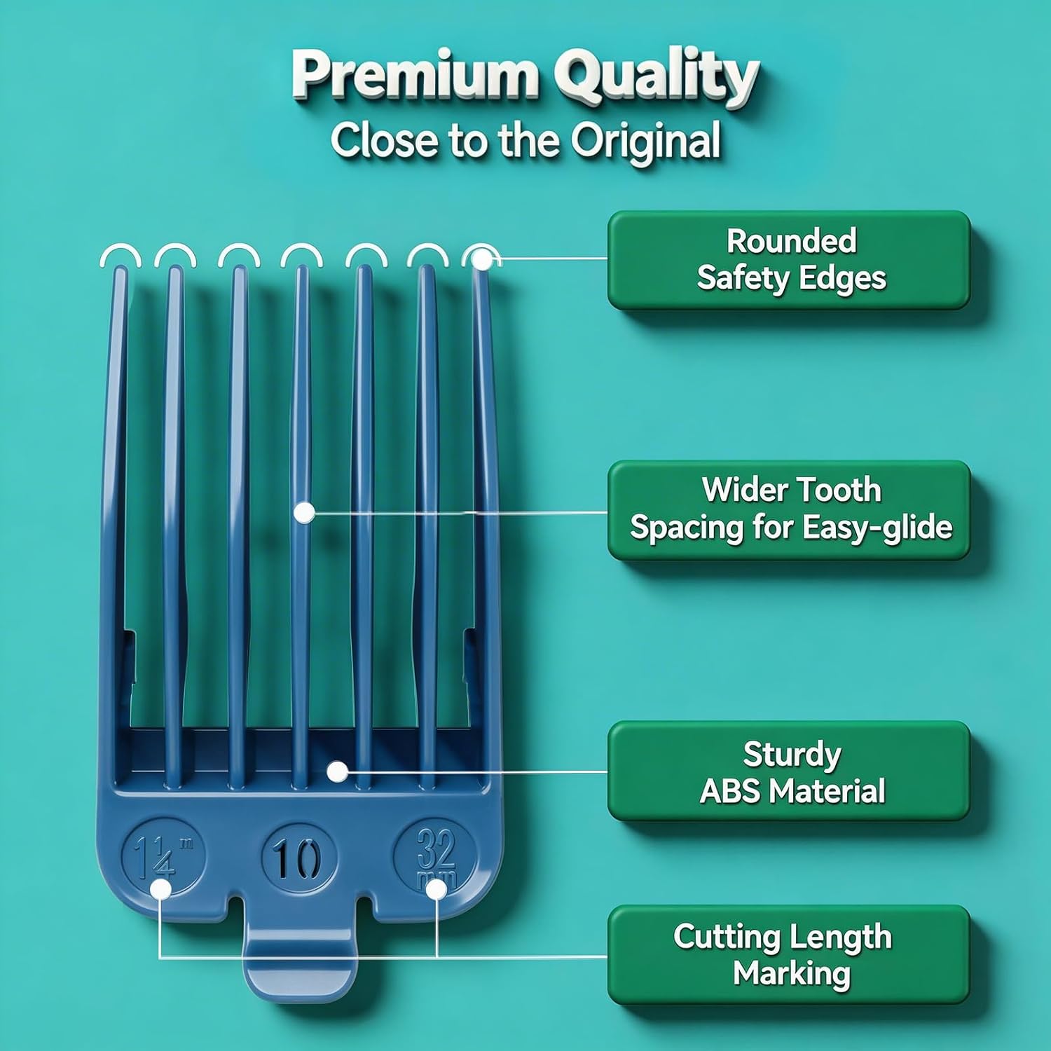 Clipper Guards Set 16 14 12 10 Compatible with Most Wahl Clippers, Clipper Guides Replacement - 1.25" to 2", 4 Piece Set, Dark Blue