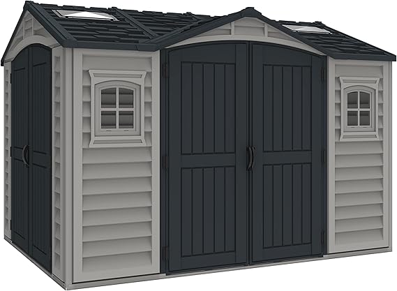Duramax Apex Pro PLUS 10.5 x 8 Plastic Garden Shed with Double Doors on ...