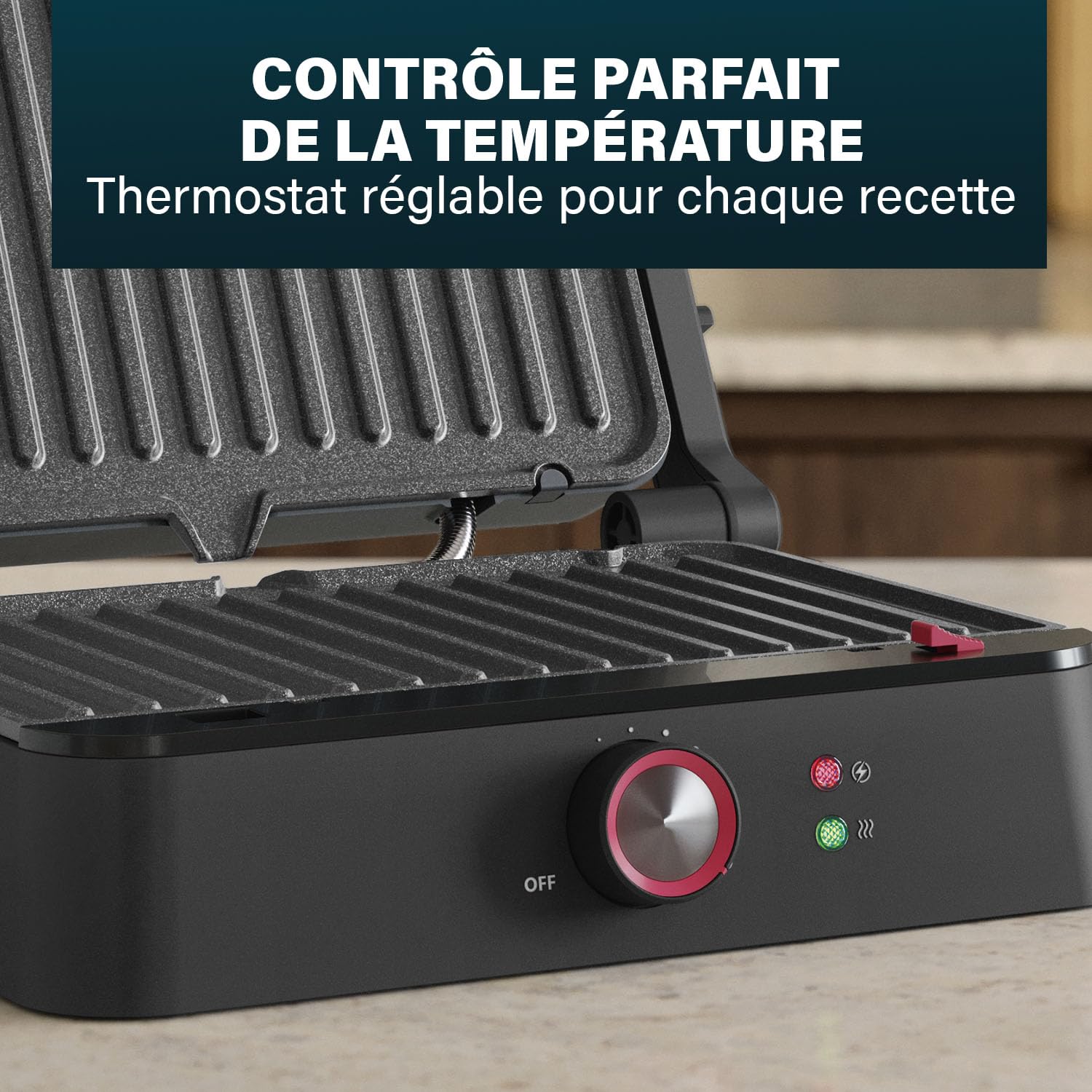 Princess Grill de Contact, Ouverture 180°, Plaques Amovibles, Thermostat Réglable, Sans PFAS, Bac Récupérateur de Graisses, 1500 W, 27,5 x 18 cm, Acier Inoxydable, 117502