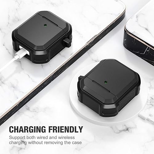 Miniatura 4 de Ztacking - Funda rígida protectora para Airpods 2 y 1, resistente a prueba de golpes, con llavero frontal LED visible, diseñada para funda de Airpod