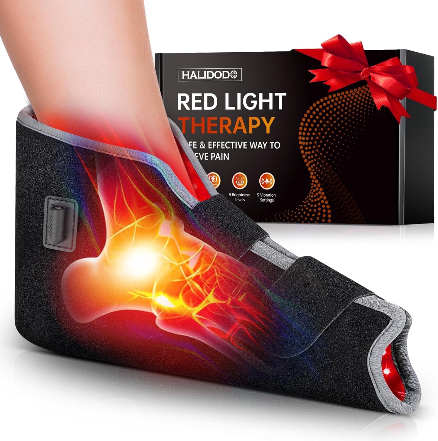 Red Light Therapy for Feet Ankle Infrared Light Therapy Foot Wrap with Timer Comfortable Wearable Red Light Therapy