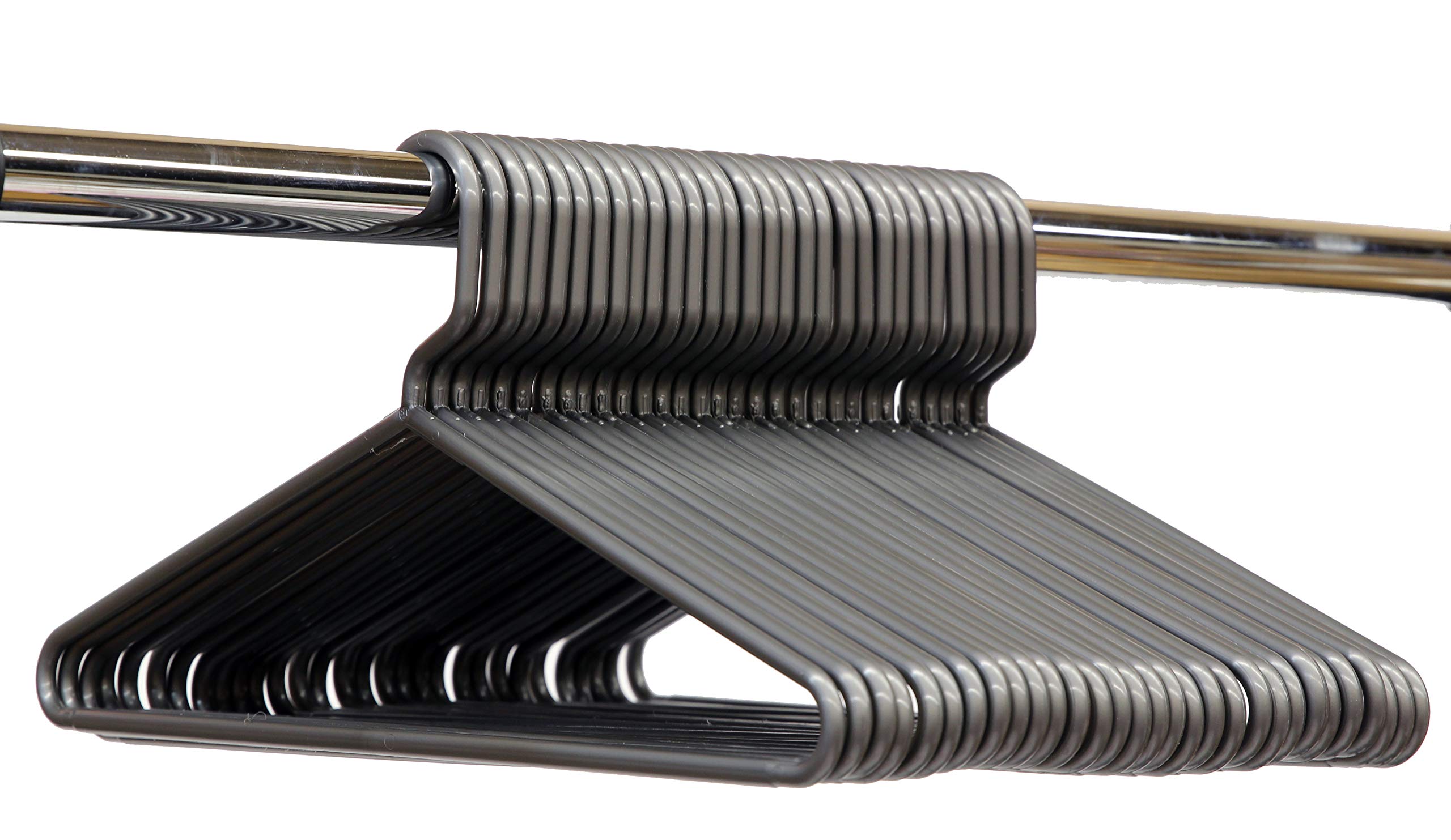 Best Durable Everyday Duty Adult Thick Plastic Clothing Tubular Hangers - No Hooks, USA Made (Set of 30 Silver)