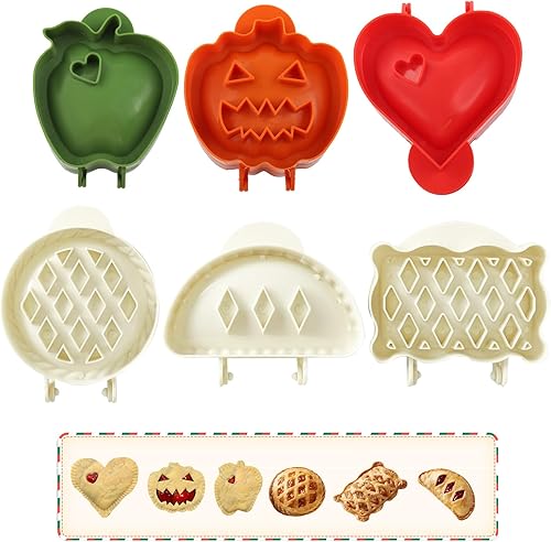 Miniatura 7 de Juego de 3 moldes para tartas de mano, mini moldes de Navidad para hornear, prensatelas de bolsillo, se adaptan a todo tipo de festivales, fiestas