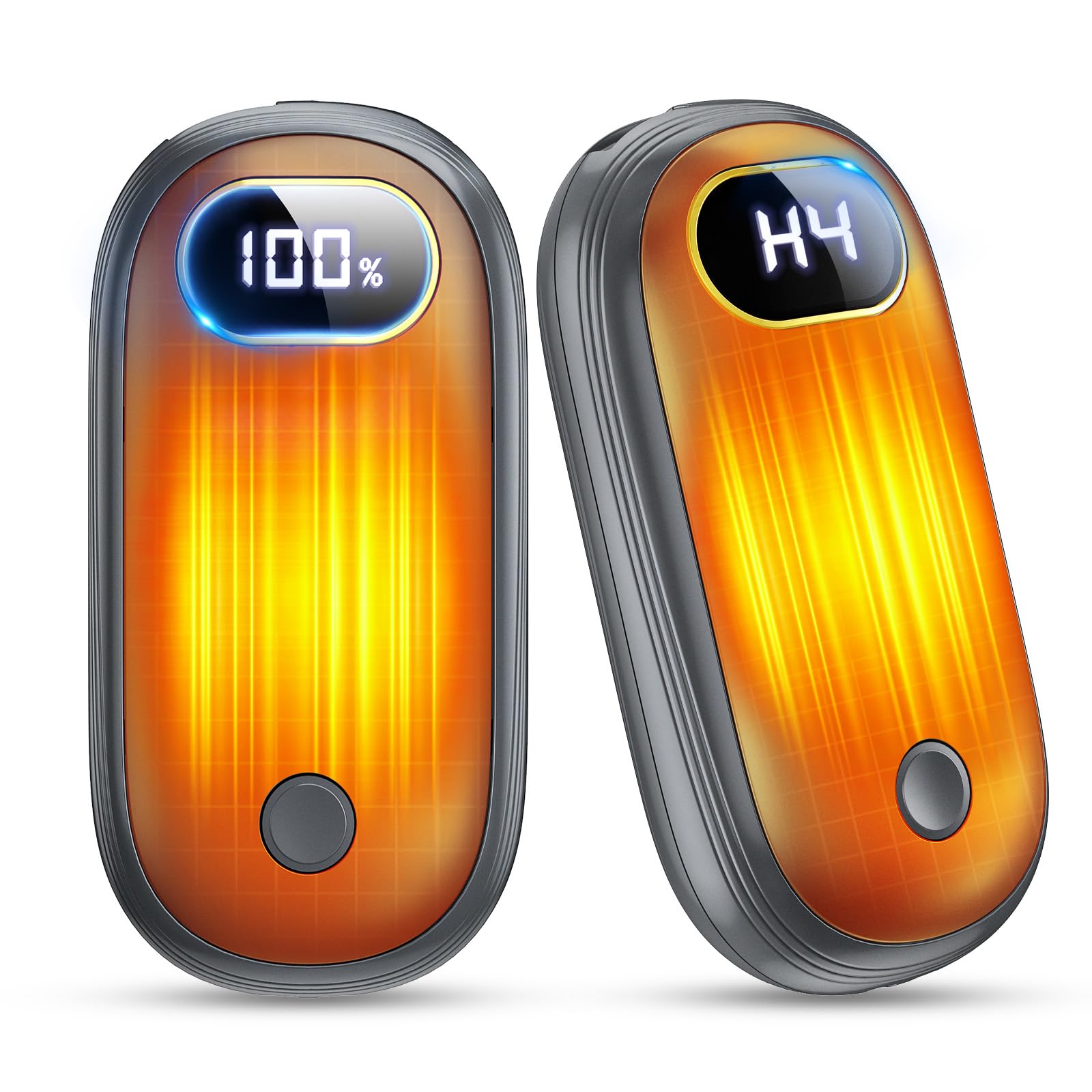 Scaldamani elettrici, ricaricabili USB, riscaldamento a doppio lato, set da 2 pezzi, riutilizzabili, display digitale a LED, 4 modalità di riscaldamento, scaldamani tascabili, regalo per donne e