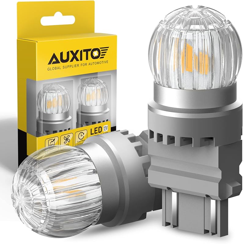 Lâmpada LED 3157 AUXITO âmbar amarela para seta, pisca, luz de posição e marcador – Par com 2 unidades