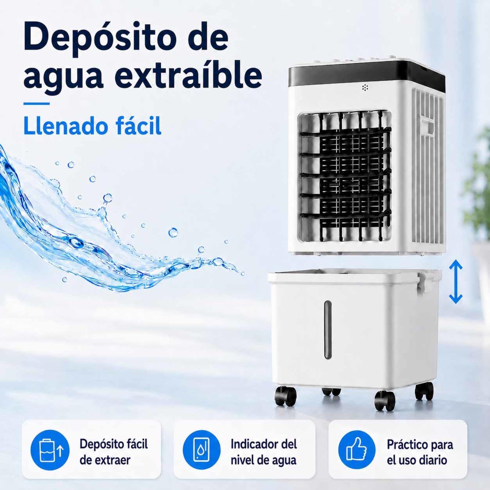 Aire Acondicionado Sin Tubo Con HumidificacióN 36–45 DB DepóSito De Agua De MáS De 10 L Enfriador De Aire Con Temporizador De 8 Horas Para Los DíAs Calurosos
