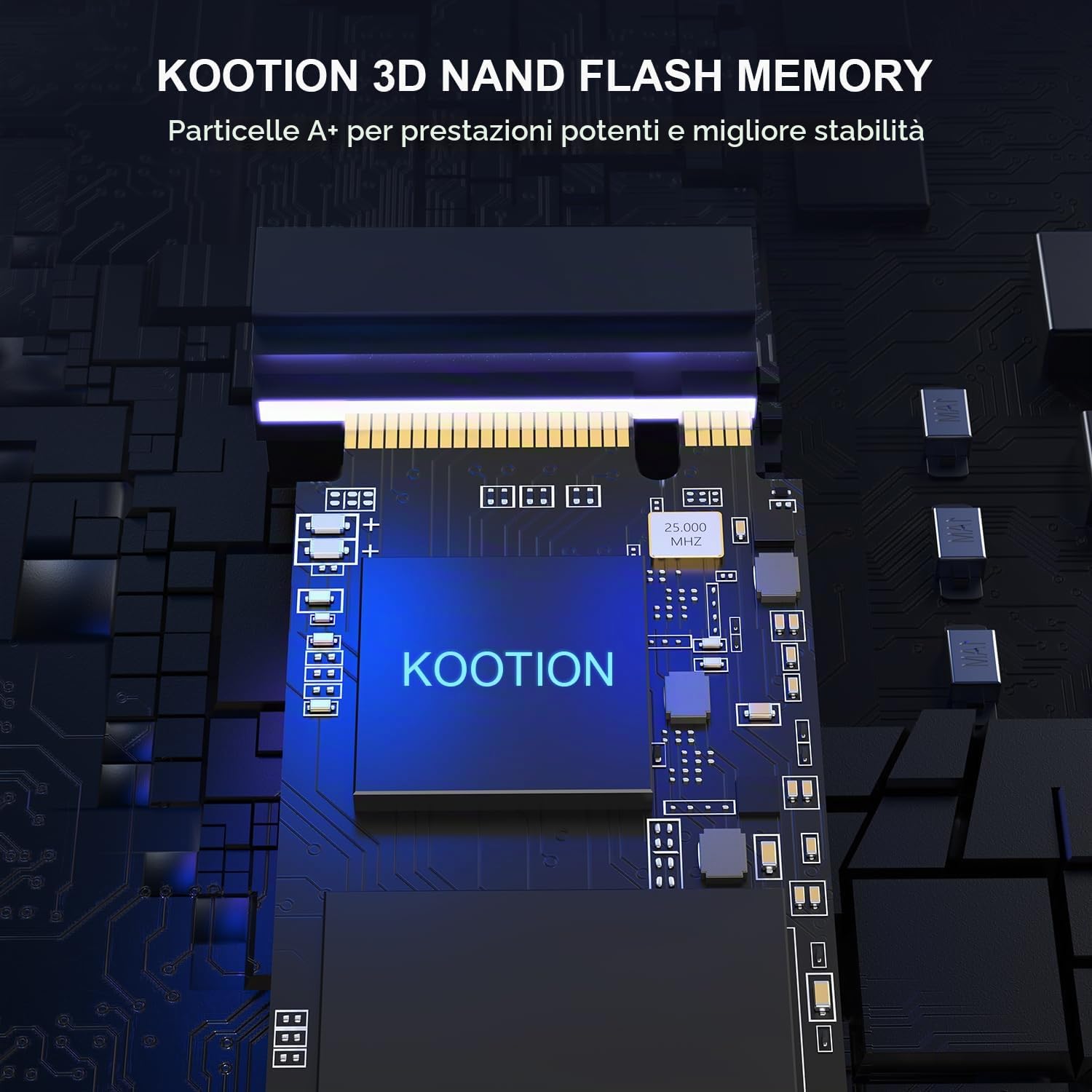 KOOTION 512 GB SSD M.2 PCIe NVMe 4.0 SSD Interno ad alte Prestazioni, fino a 5000MB/s, Compatibile con Laptop e Desktop, SSD di Espansione per il Gioco, Unità a Stato Solido Interna per il Nero
