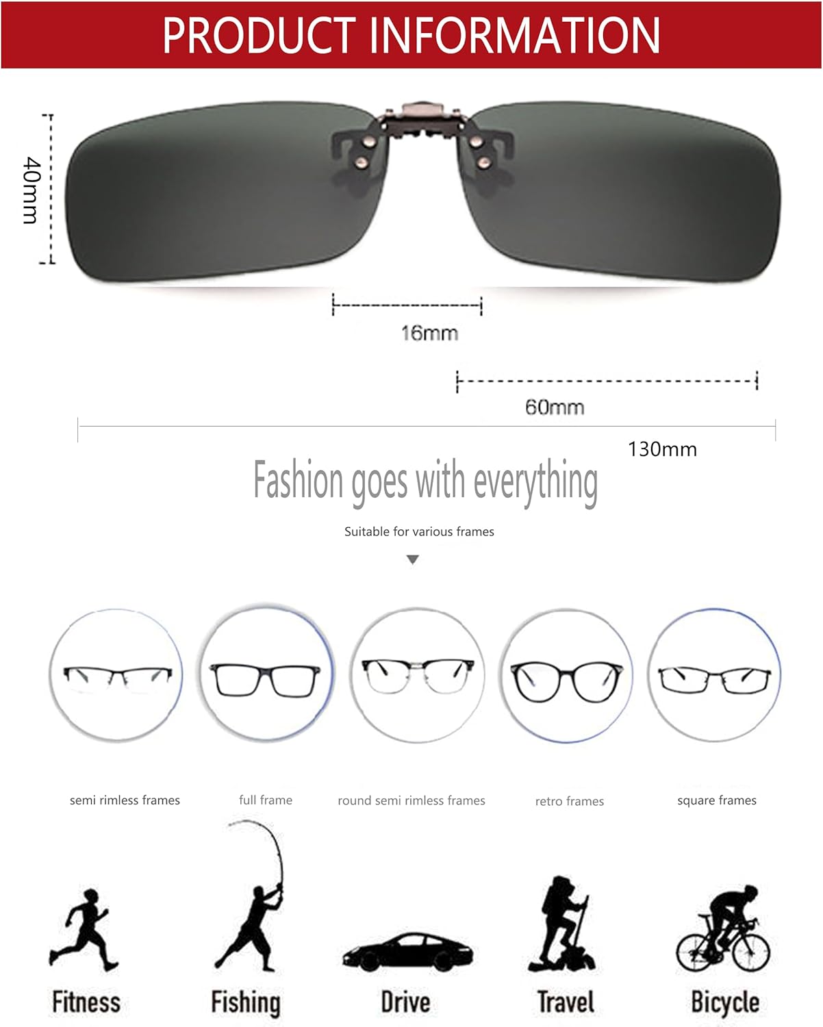 Onrtry Polarized Clip-On Flip Up Sunglasses Over Prescription Glasses for Women Men Metal Clip Rimless Sun Glasses - Image 6