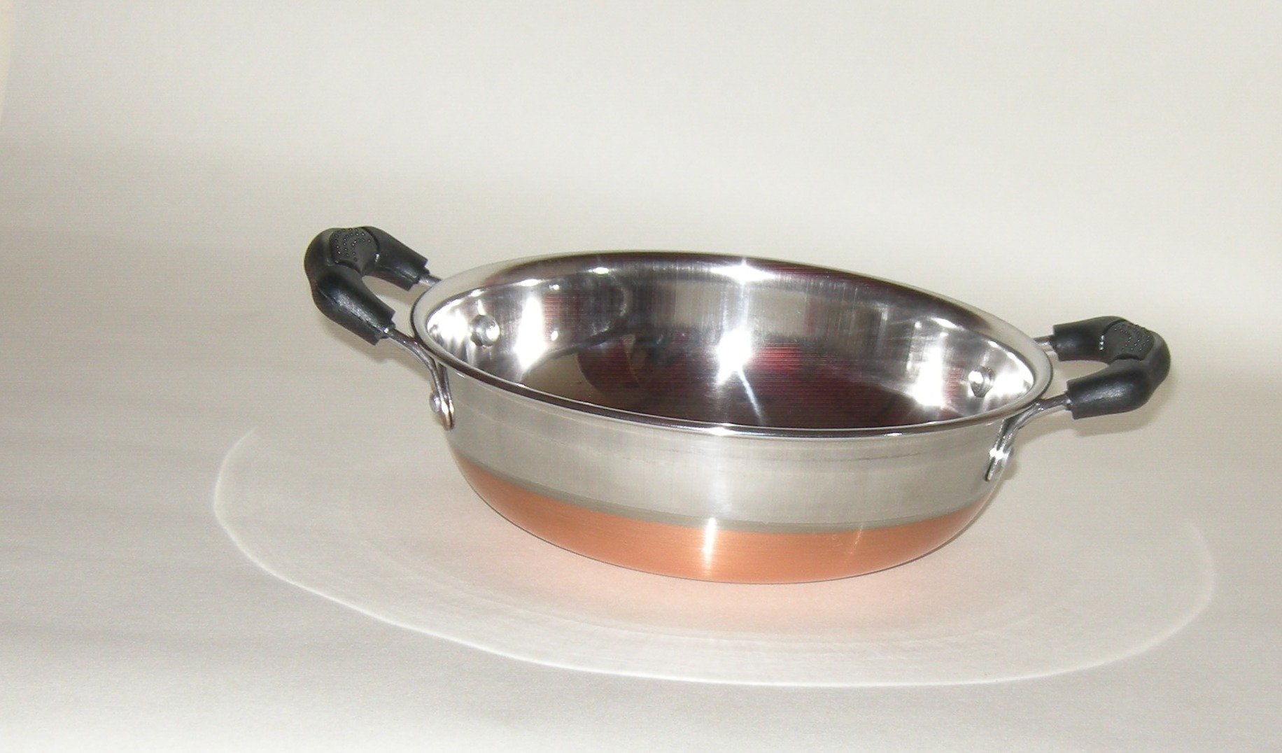 Frying Pan s/s Copper base Double Handle 8"/20cm Flat base Guaranteed Quality
