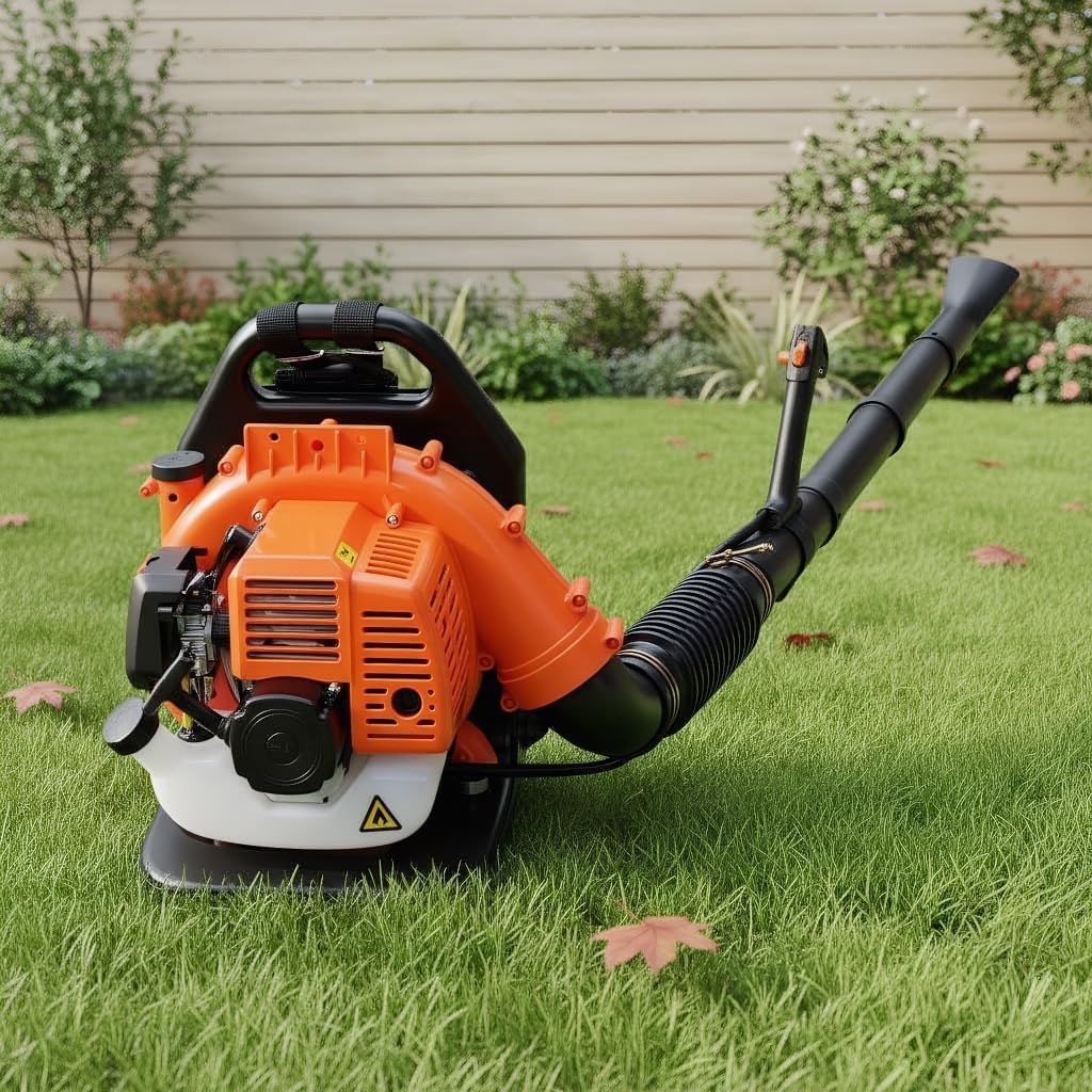 Gas Leaf Blower,2 Stroke Backpack Blower,58CC Gas Backpack Leaf Blower for Landscaping, Snow Removal and Heavy-Duty Yard Work (Orange, 58CC)