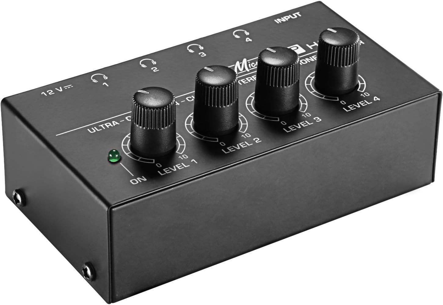 Neewer Super Compact 4-Channel Stereo Headphone Amplifier with DC 12V Power Adapter for Sound Reinforcement, Studio, Stage, Choir, Personal Recording, Features Ultra Low Noise (Original Version)