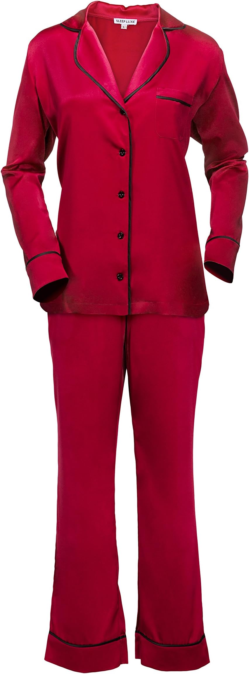 Women's Long Sleeve Satin Pajama Set Pink