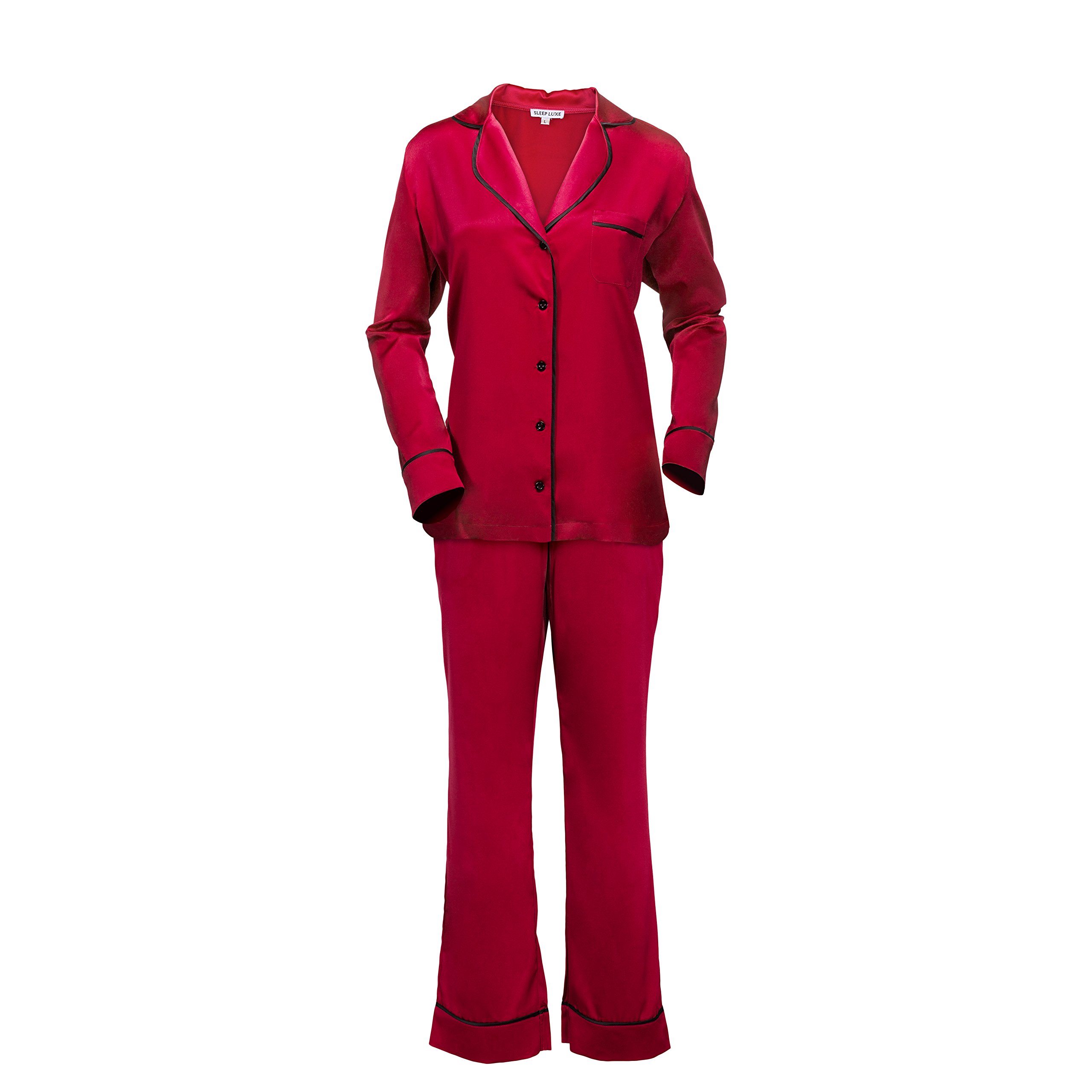 Women's Long Sleeve Satin Pajama Set Pink