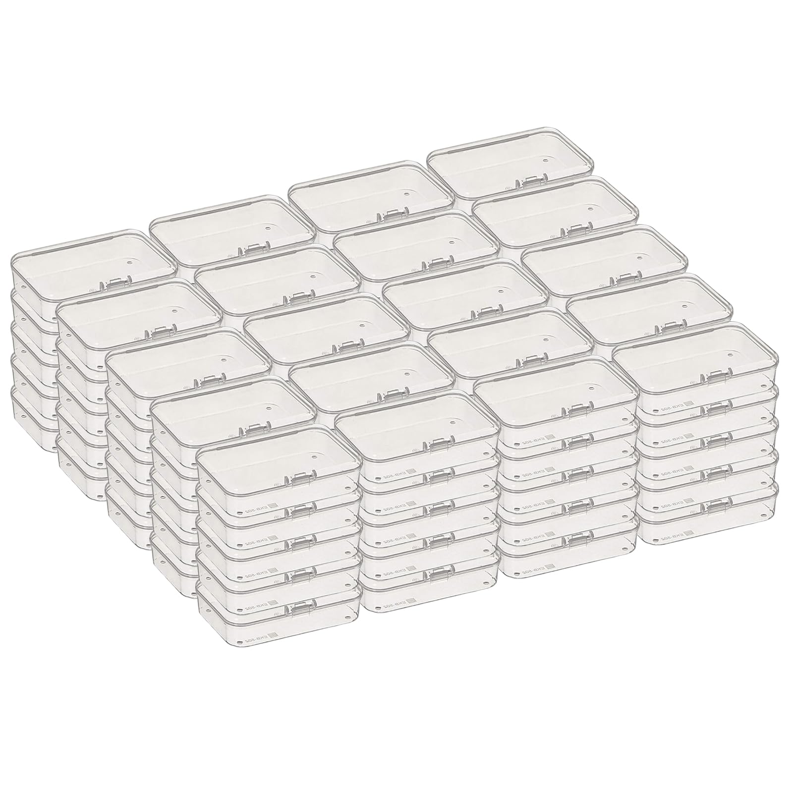 Thintinick 100 Pack Rectangular Clear Plastic Storage Containers Box with Hinged Lid for Beads and Other Small Craft Items (3.35 x 2.17 x 0.98 inch) โ image 1