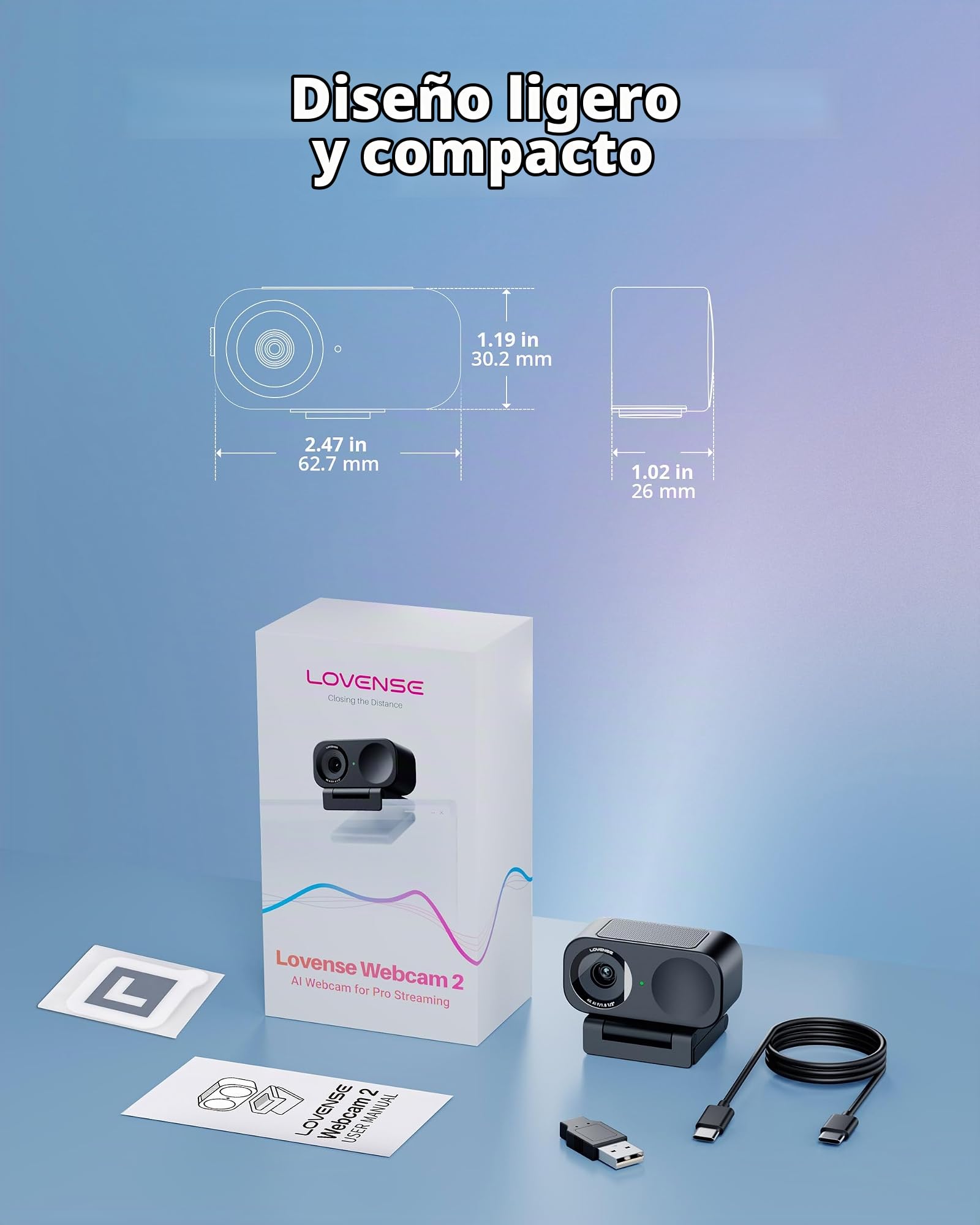 LOVENSE Webcam 2 4K con Enfoque AI y Cubierta Privacidad | Webcam 4K con sensor de 1/2", enfoque AI, cancelación de ruido y cubierta magnética de privacidad