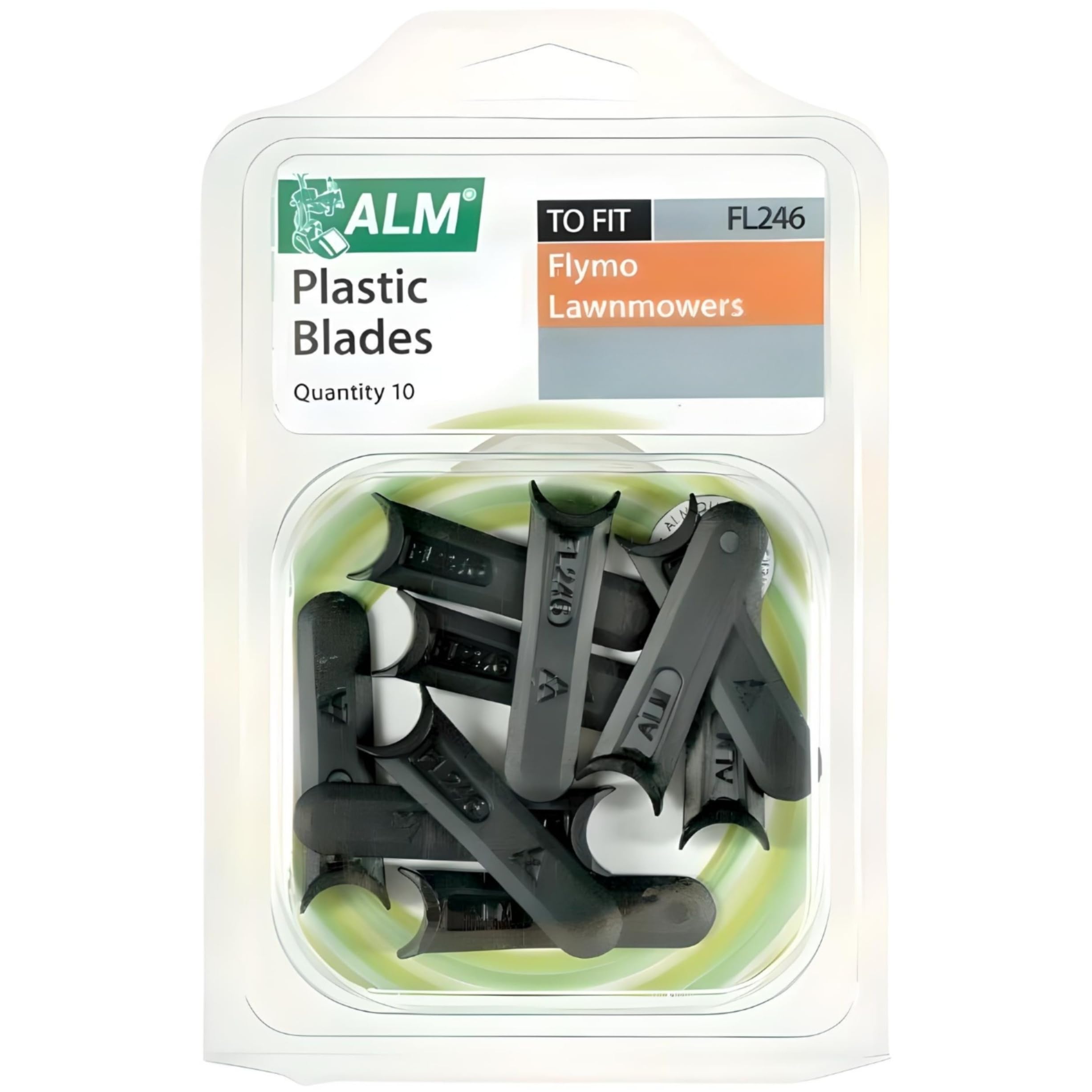 AMK® ALM FL246 Plastic Replacement Blades for Strimmer Grass Cutter Trimmer Pack of 10 Fits Flymo HOVERVAC 28 2800 30 HV280 HV2800 Microlite Minimo