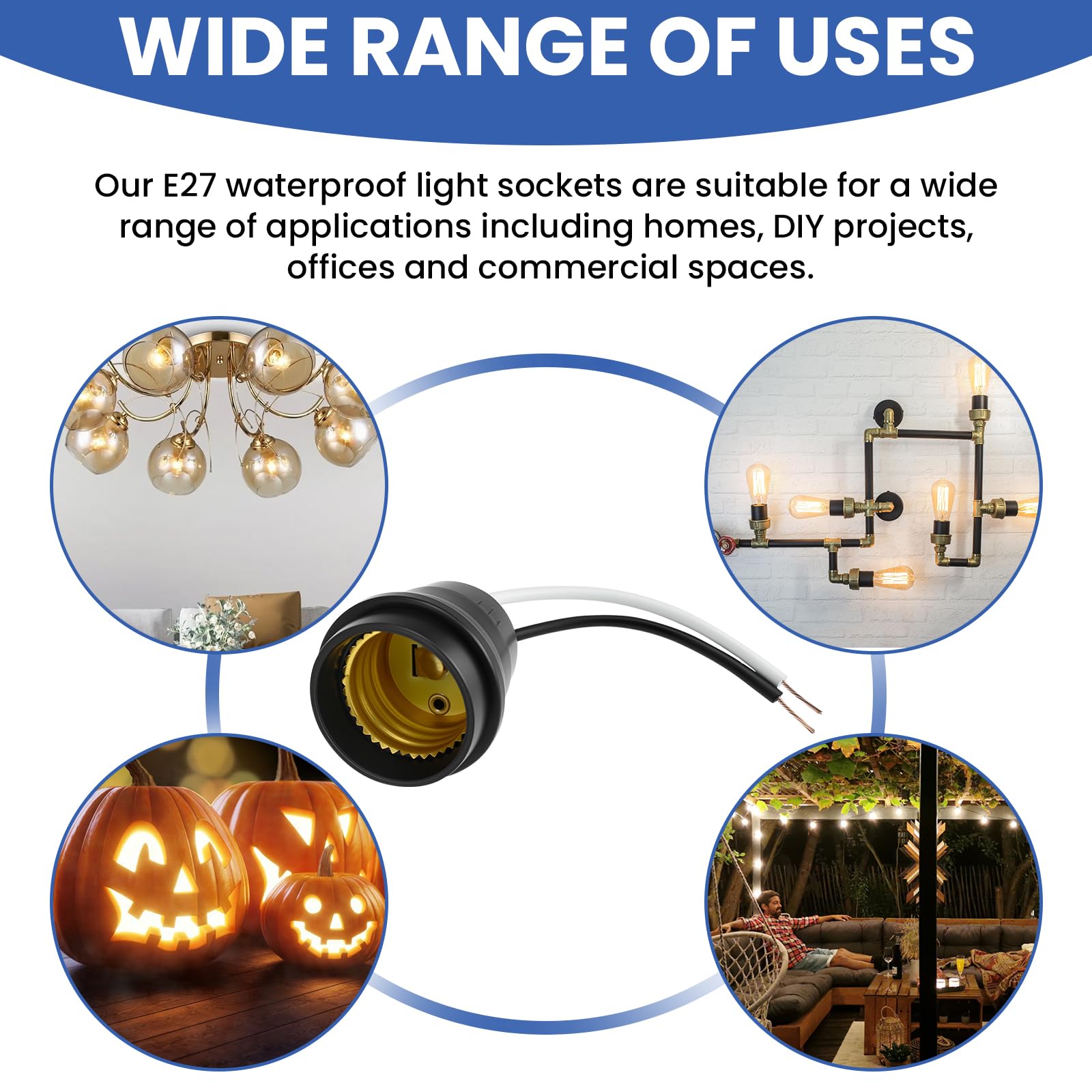 16 E27 Waterproof Lamp Holders - Durable & Weatherproof -7
