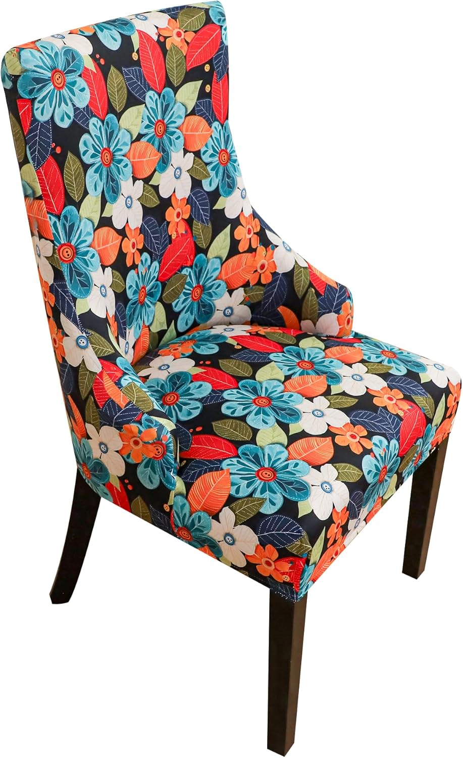 FORCHEER Wing Back Dining Chair Covers Set of 2 Floral Stretch Wingback Slipcovers for Dining Room Table Side Chair with Arms Washable-Lush Flowers