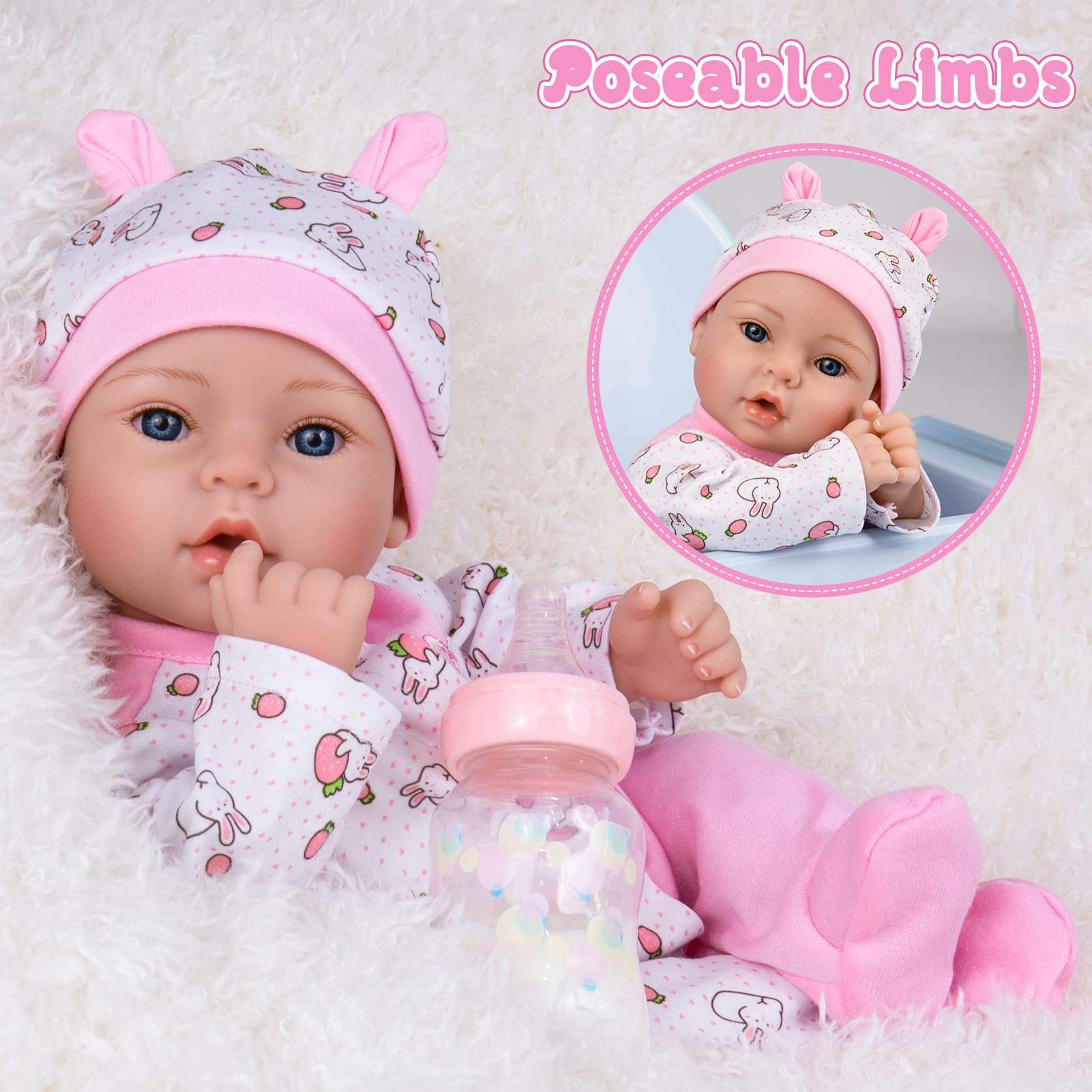 Muñecas realistas de bebé Reborn – Muñeca de bebé realista de 18 pulgadas hecha a mano con traje rosa y certificado de nacimiento – Cuerpo pesado para juegos de rol, regalo para niños a partir de 4