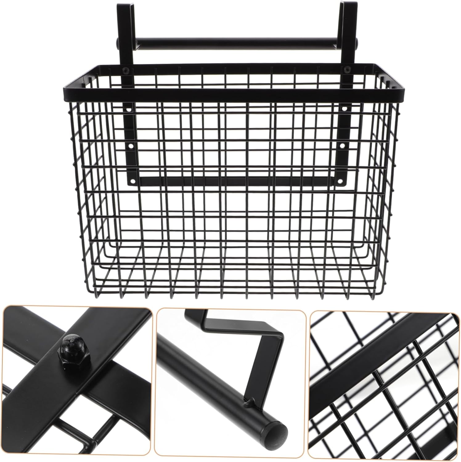 Cabinet Door Hanging Basket Organizer for Kitchen Multi-use Wire Storage Basket for Vegetables and Spices Adjustable Hanging Shelf for Household and Bathroom