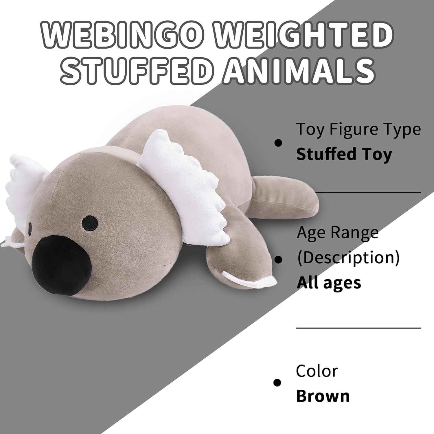 WeBingo 4.2lbs Weighted Koala Stuffed Animals, 24" Cuddle Koala Stuffed Animal Pillow, Big Weighted Stuffed Animals for Anxiety Gifts for Kids & Adults