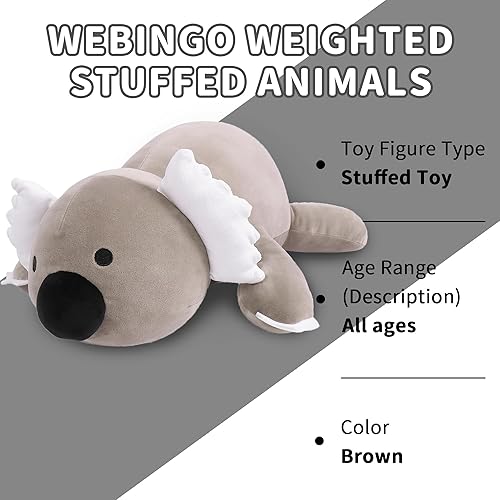 Miniatura 4 de Animales de peluche con peso, 24 pulgadas, juguete de peluche de koala con peso de 4.2 libras, almohada de peluche suave de koala, lindo regalo