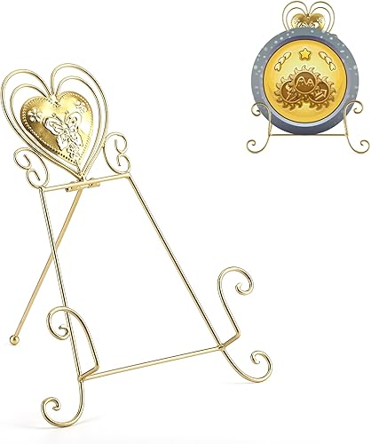 Miniatura 17 de Caballete negro de 16 "H, exhibición del soporte de la placa del metal, marco resistente de la pintura de la imagen, soporte del libro del metal