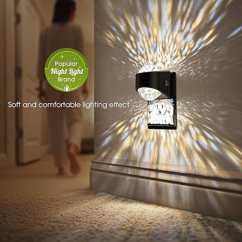 Miniatura 2 de Briignite Luz nocturna enchufable a la pared, luz nocturna que cambia de color para niños, diseño de diamante 3CCT con proyector de estrella de