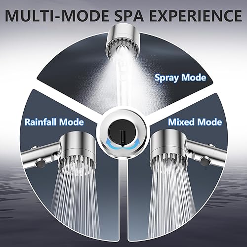 Miniatura 4 de Regadera con filtro y ducha de mano, caudal de agua a alta presión y múltiples modos de chorro, lavado potente para agua dura, con interruptor de