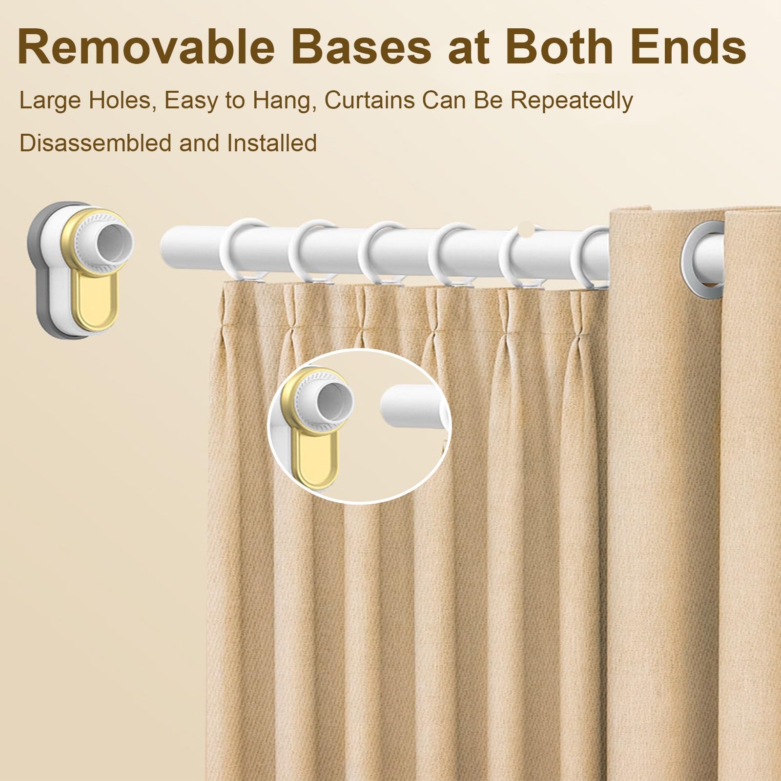 Tringle Rideau de Douche Multifonctionnelle, Barre Rideau de Tension Antidérapante, Sans Perçage, Acier Inoxydable pour Salle Bain Fenêtre(White,370-490cm/145-192in)