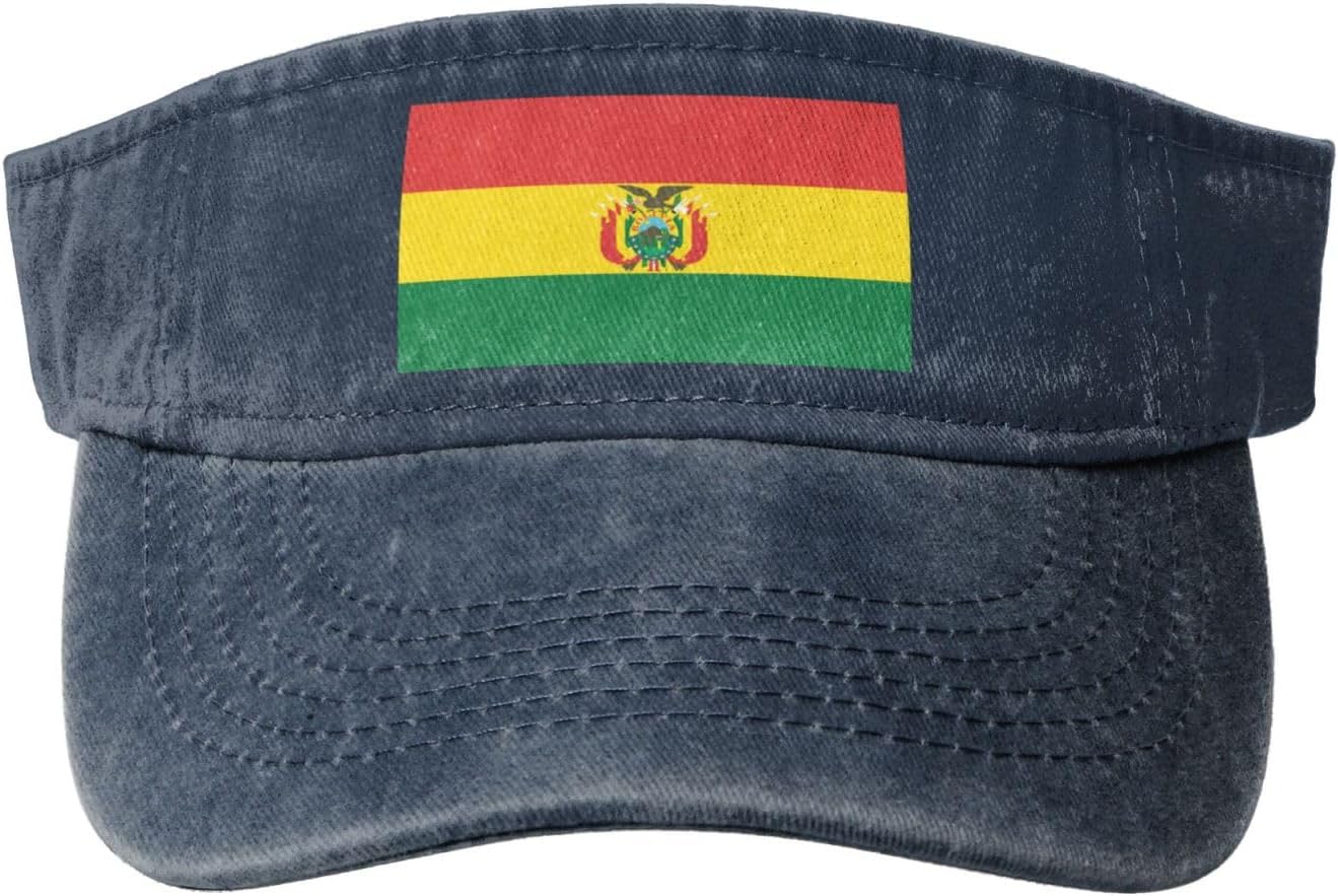 Sun Hats for Men Women Summer Sport Empty top Baseball Cotton with for Beach, Summer, Flag of Bolivia Black