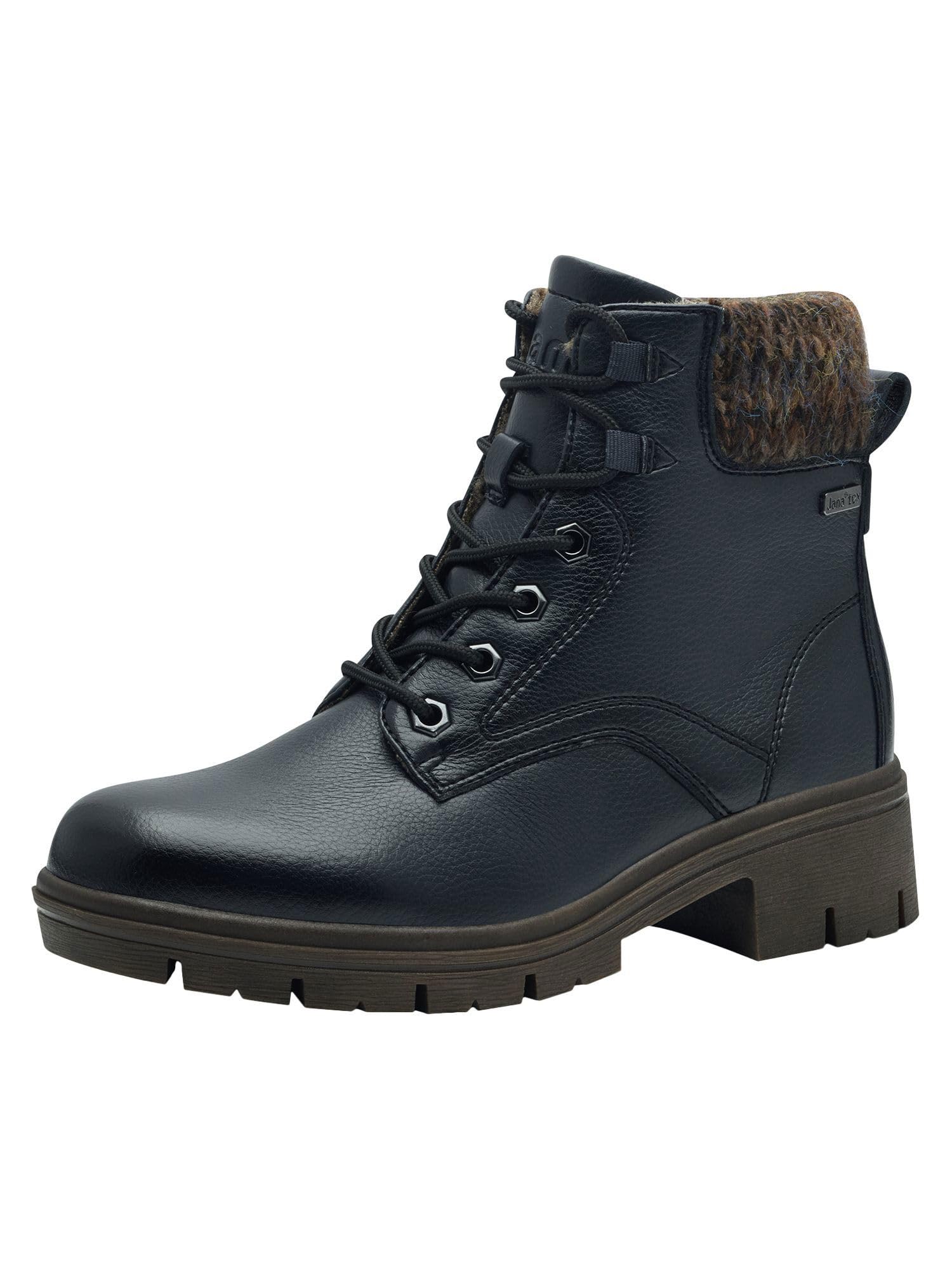Jana Women’s Winter Lace-Up Ankle Boots Water-Repellent Vegan, Navy, 3,5 UK