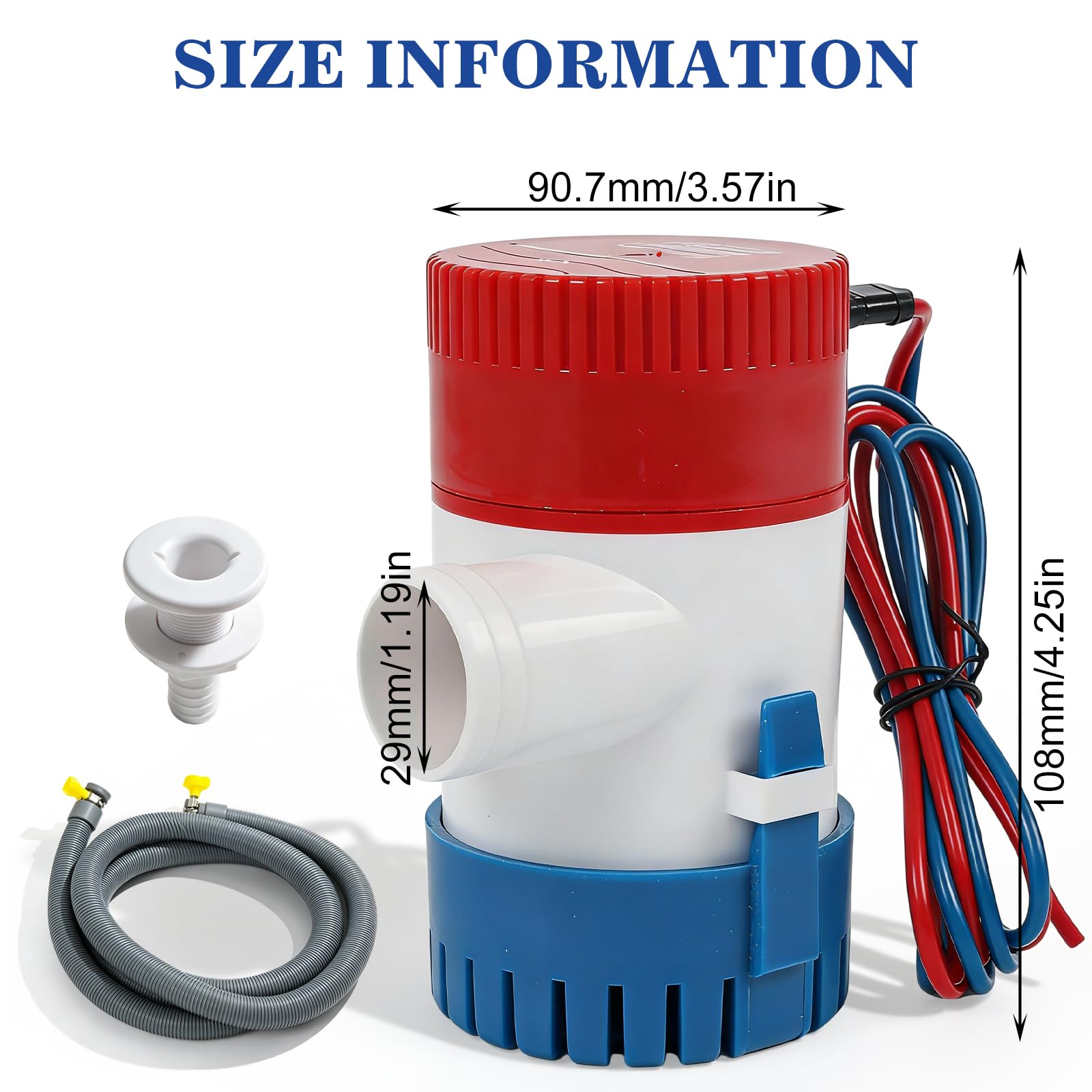 BilgenpumpeS 12V,Geräuscharme BilgenpumpeS Mit Schlauchset,Non-Automatic Bilgenpumpe,Bilgenpumpe Für Marineboote Für Boote Und Yachten,Pools,Wohnmobil,1100 GPH,Klein,Wartungsfreundlich
