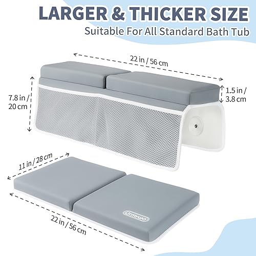 Miniatura 6 de URMYWO Juego de rodilleras y coderas de baño, almohadillas de baño de 1.5 pulgadas de grosor para bebé con organizador de juguetes, alfombrilla
