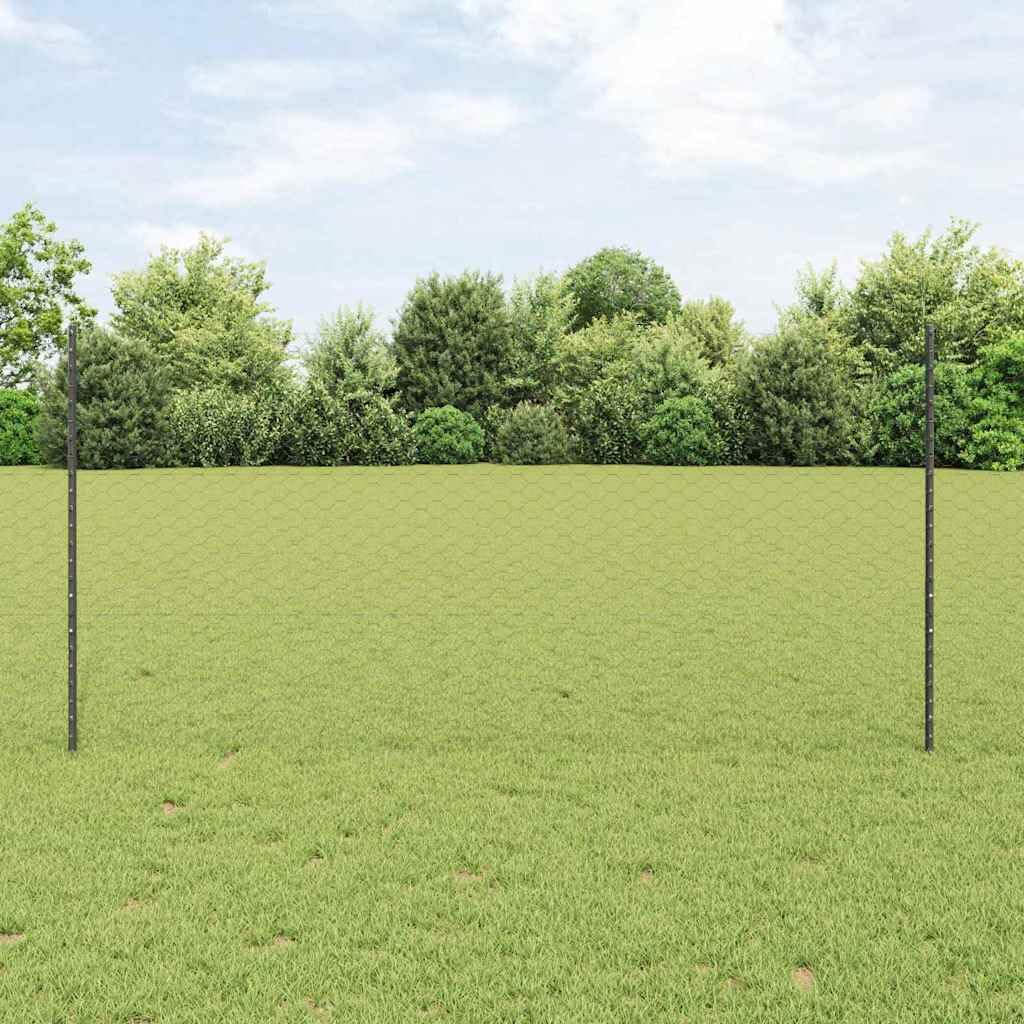 Set di pannelli per recinzione per esterni con pali, recinzione da giardino verniciata a polvere, pannelli adattabili per delimitazione flessibile in giardini e terrazze, struttura robusta