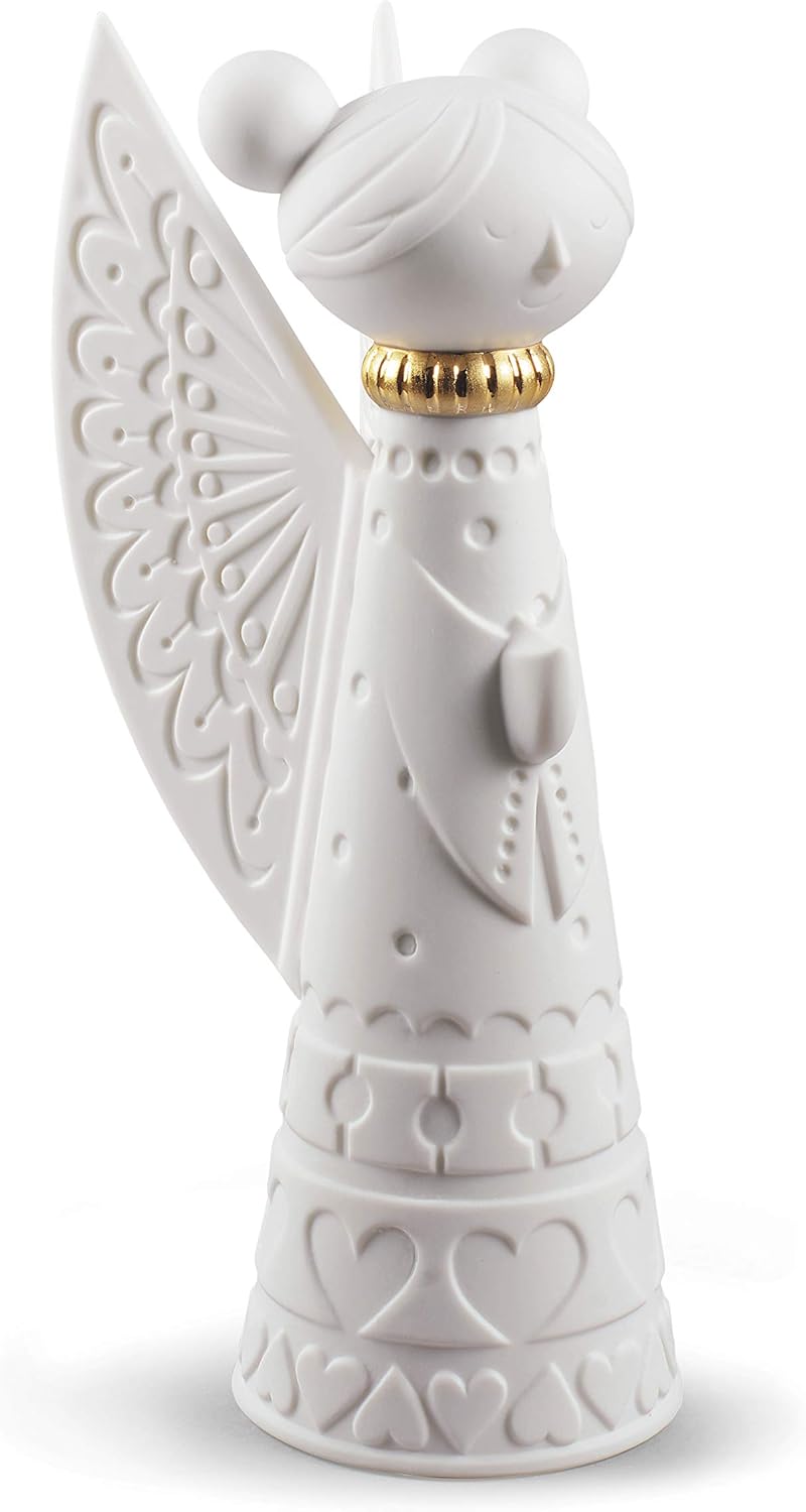 LLADRÓ Holiday Joy Tree Topper Christmas Ornament. Golden Lustre. Porcelain Tree Topper Christmas.