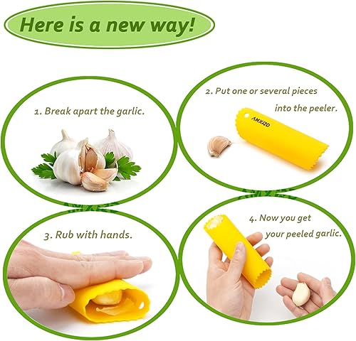Miniatura 7 de Balancín de prensa de ajo y pelador de silicona, picadora de ajo de acero inoxidable, herramienta de cocina
