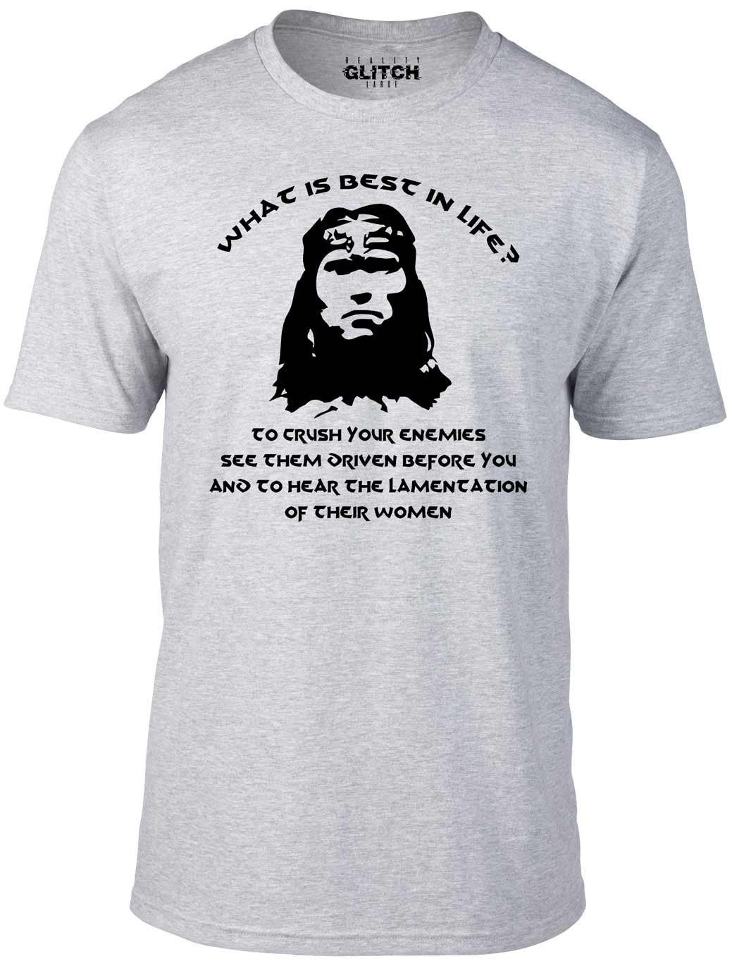 Reality Glitch Men's What is Best in Life? T-Shirt. Light Grey