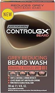 Just For Men Control GX Beard Wash, Reduces Grey with Each Wash for Subtle, Natural - Looking Results - All Shades, 118 ml