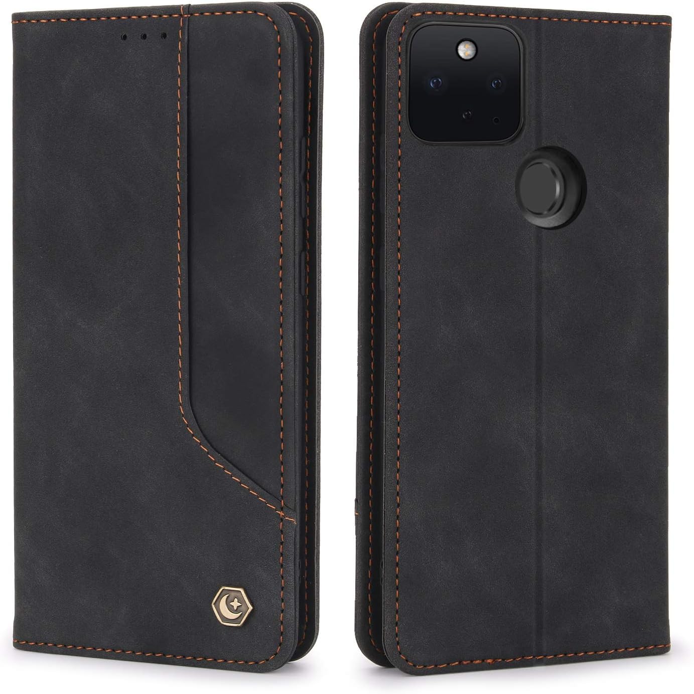Simicoo Google Pixel 4A 5G Case, Pixel 4A 5G Wallet case Vintage Leather Flip Case with 2 Credit Card Holder Strong Magnetic Kickstand Cash Pocket Wallet for Google Pixel 4A 5G (Black, Pixel 4A 5G)