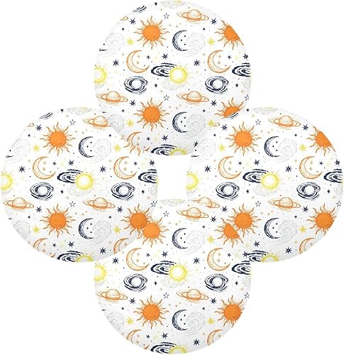 Miniatura 2 de Retro Sun and Moon Orange and White Rounds placemats Farmhouse Spring Decor 15x15 in individuales para mesa de comedor