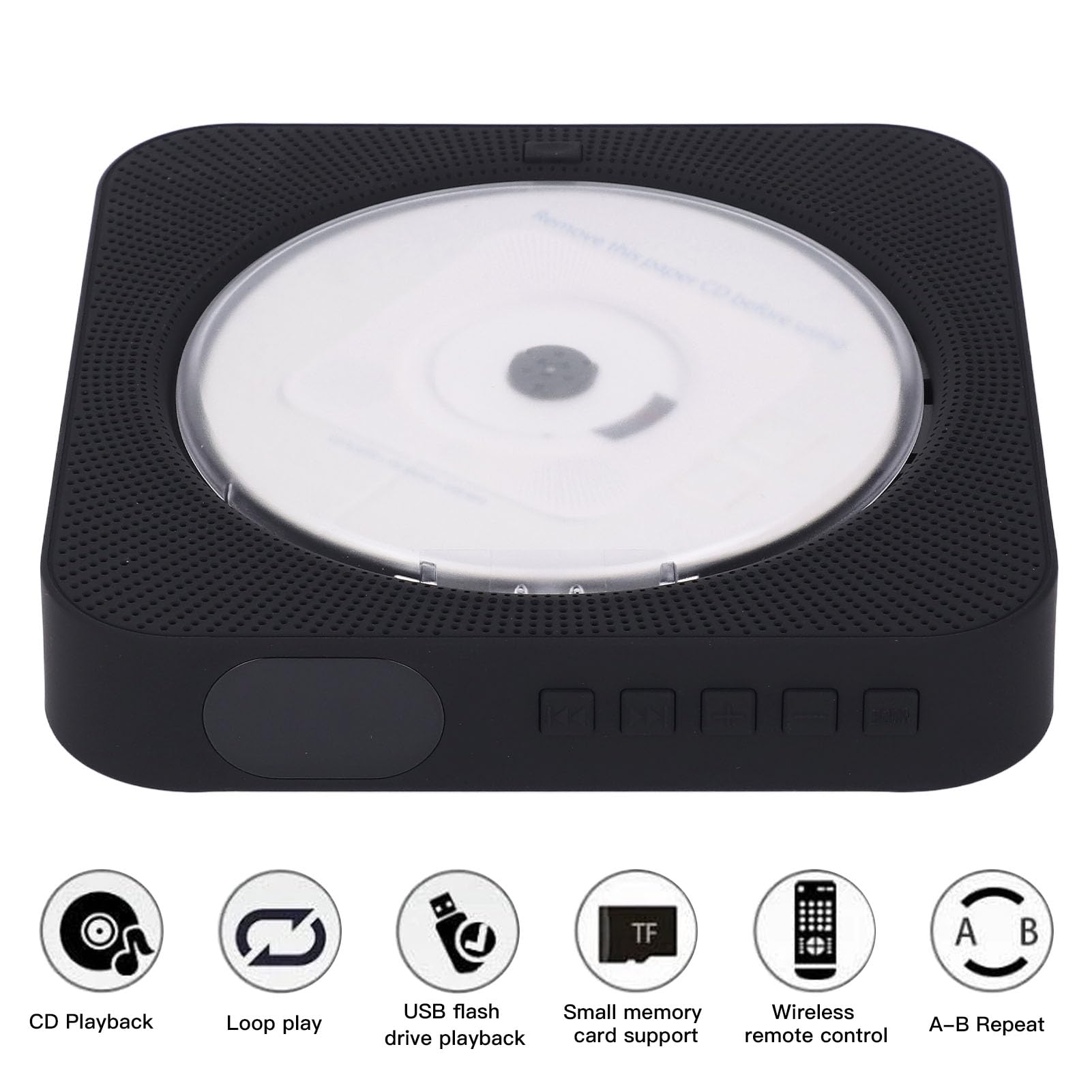 EMUKOEP Lettore CD Bluetooth Compatibilità Intelligente Portatile per Studenti Materiale Didattico Inglese Funzione di Ripetizione AB (Nera)