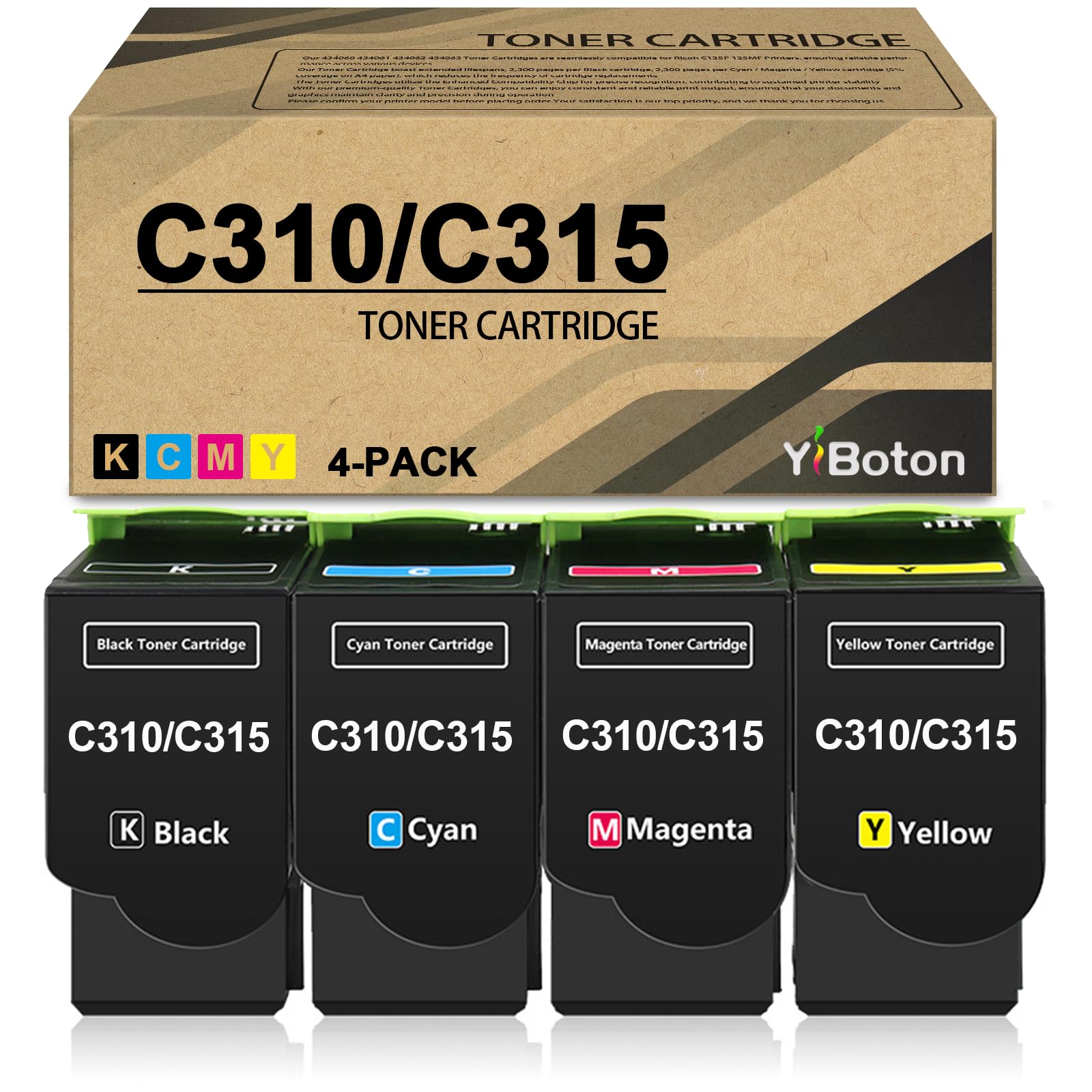 High Yield C310 C315 Toner Cartridge 4-Pack | 006R04356 006R04357 006R04358 006R04359 Compatible for Xerox C310 C310DNI C310DNIM C315 C315DNI Color Laser Printers