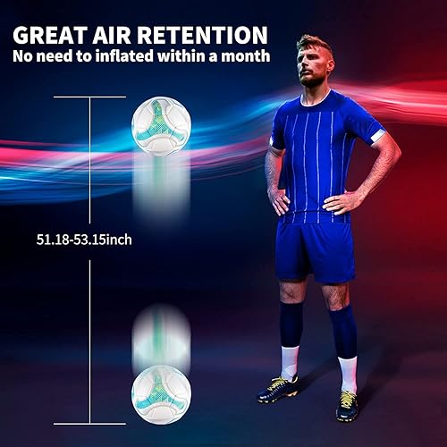 Miniatura 7 de SHOKE Soccer Ball Size 5 Official Size Soccer Ball Thermal Bonded Training Slip Resistant Hold Air OutdoorIndoor Match or Game Soccer Balls for Kids