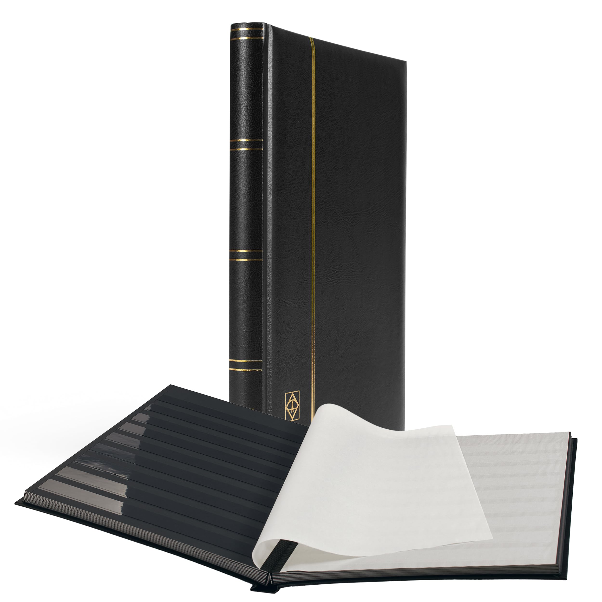 Leuchtturm 339252 Comfort stamp album - DIN A4, 32 pages, glassine strips, padded cover - black