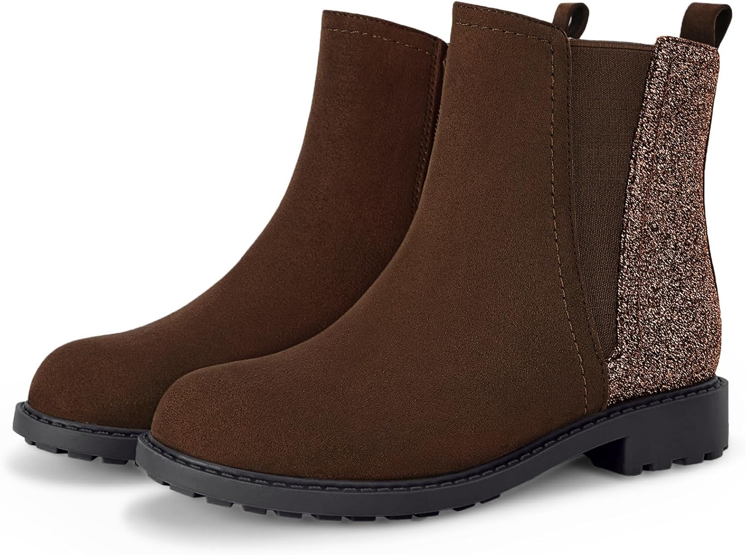 Coutgo Girls Glitter Ankle Boots Side Zipper Comfortable Chelsea Dress Booties for Toddler/Little Kid/Big Kids