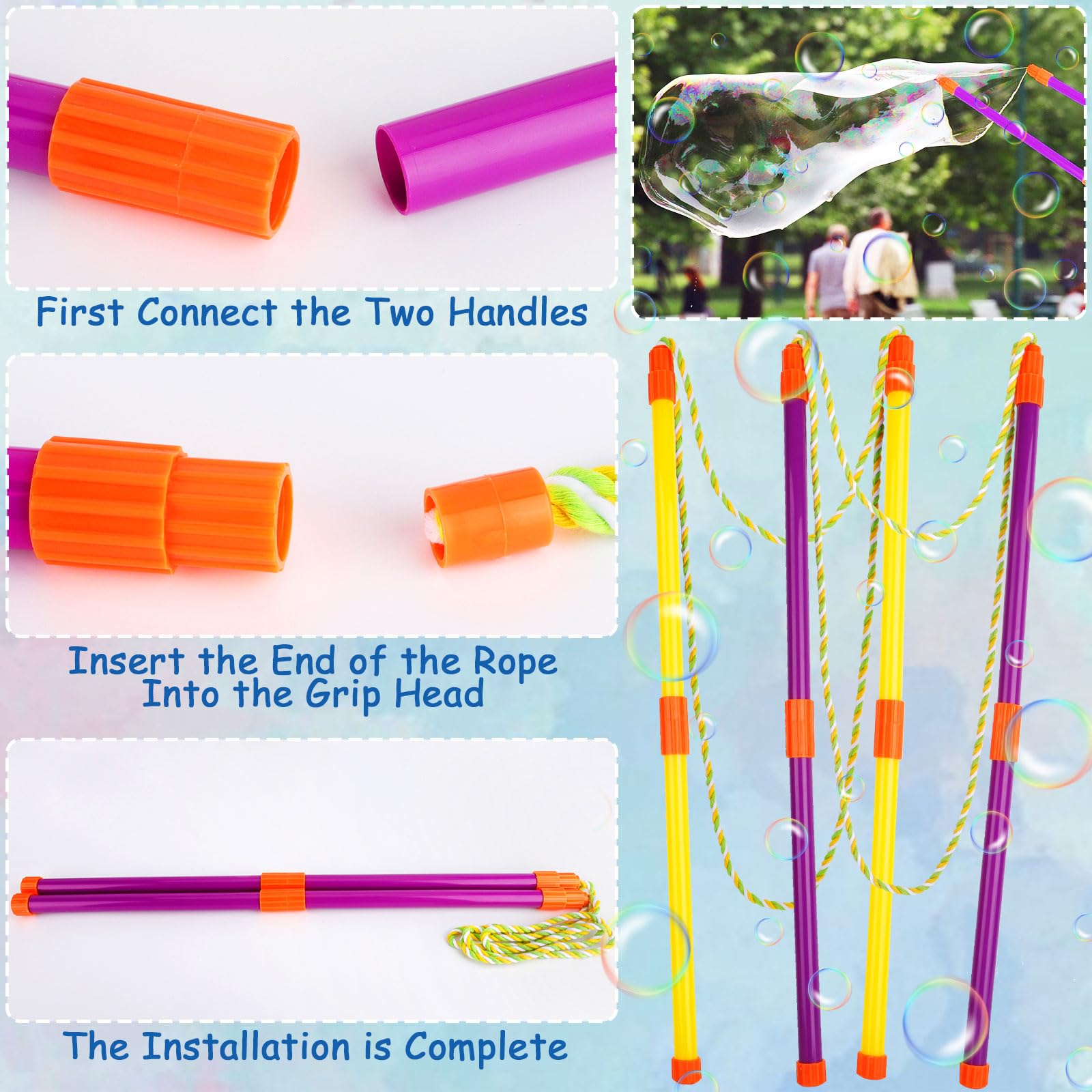 Purpledi 29 Piezas Kit de Varita de Burbujas, Gigante Varita de Burbujas, Juego de Pompas de Jabón para Niños, Maquina de Burbujas para Juegos al Aire Libre en Interiores y Fiestas de Cumpleaños