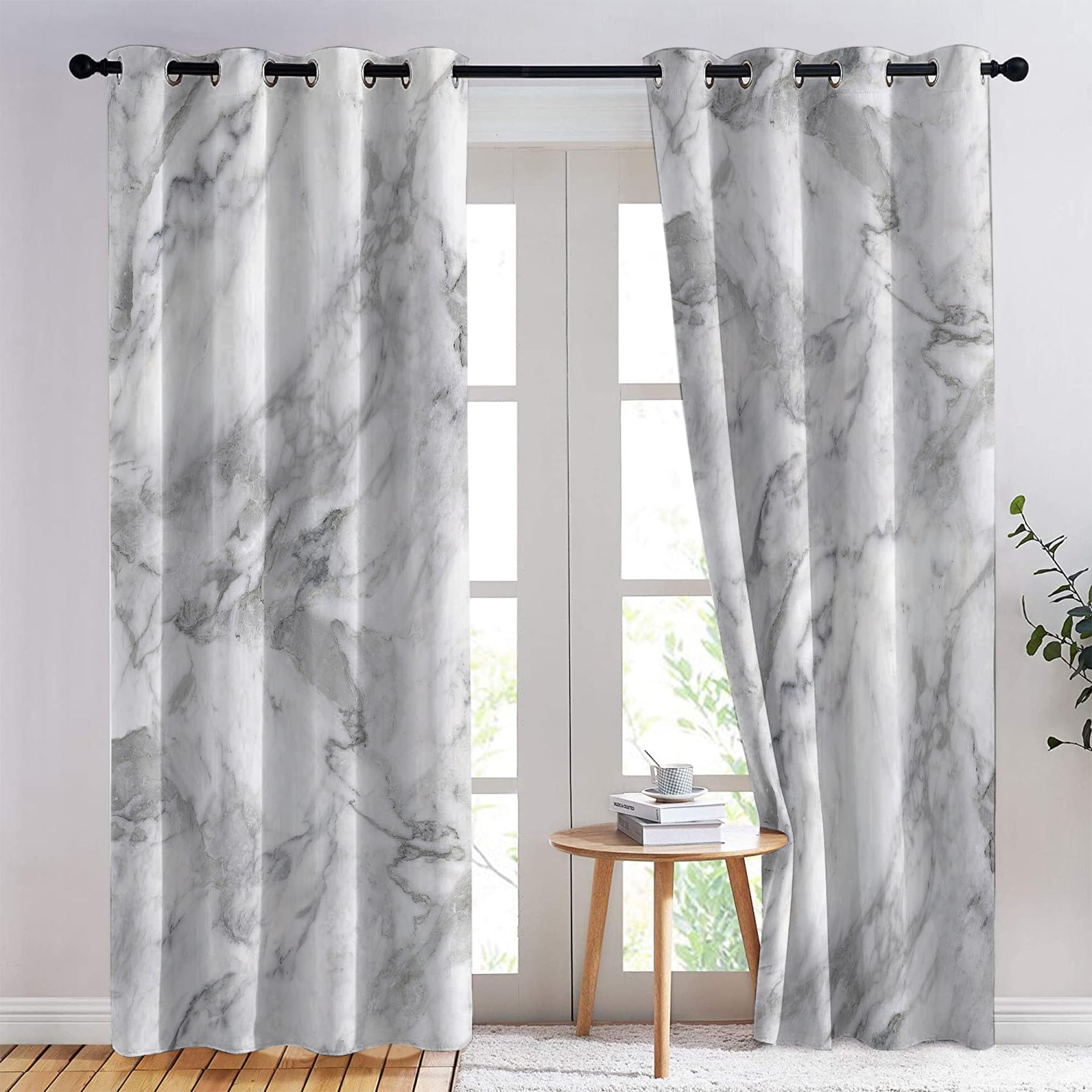 Rideau Occultant Marbre - Rideau Thermique Motif Abstrait Moderne, Rideaux Chambre Salon Fenetre, Lot de 2 Rideaux et Draperies Intérieurs à Oeillets, 140x240 cm (LxH) O-#175