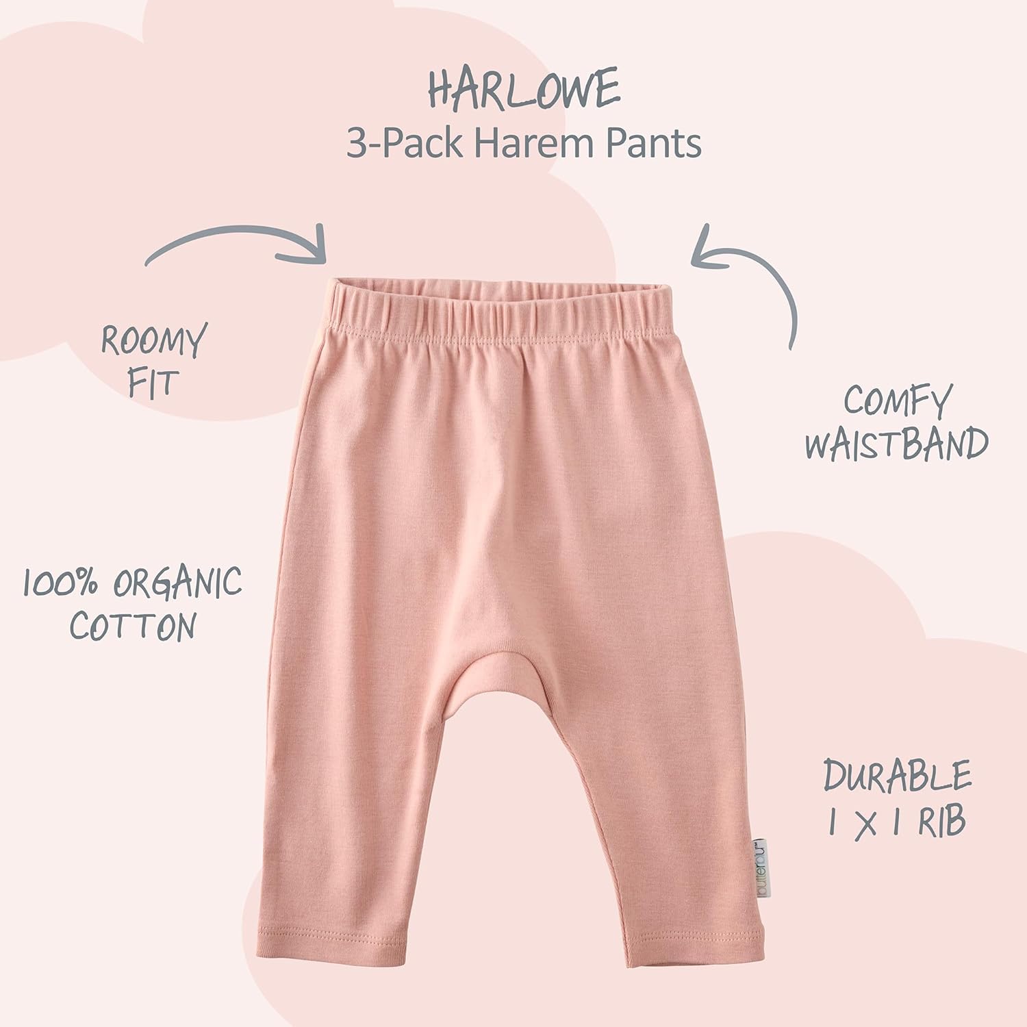 Unisex-Baby Harlowe 3-Pack Pants 100% Organic Cotton for Baby Boys & Girls - Image 2